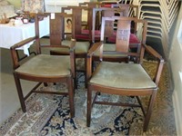 Set of six Art Deco mahogany dining room chairs,