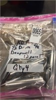 4 count KD tools, 1/2 inch drive, 5/8 inch deep