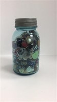 Blue mason jar with zinc lid & Full Of  Buttons