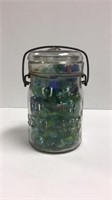 Foster seal fast with wire bale glass lid jar of