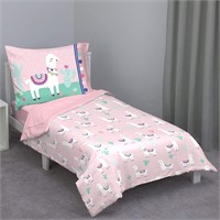 Pink & Mint Llama 4Piece Toddler Bed Set