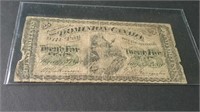 1870 Dominion Of Canada 25 Cent Banknote