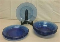 Lot Of Pyrex Festiva Blue Swirl Bowls And Plates
