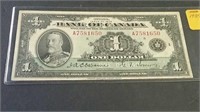 1935 Bank Of Canada $1 Banknote