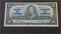 1937 Bank Of Canada Unc $5 Banknote