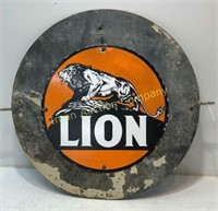 Lion Gasoline Metal Sign 12”