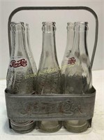 Aluminum Pepsi-Cola Bottle Holder & Bottles
