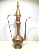 3Ft Tall Ornate Brass Ewer. Lid is missing