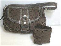 Coach Dark Brown Signature Buckle Flap w/