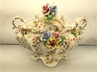Capodimonte Floral Lidded Centerpiece. Small