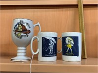 Morton Salt coffee mugs and fireman mug