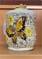 Butterfly and floral cookie jar