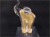Murano Glass Gold Fleck Elephant. Signed On
