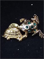 Turtle and frog pendant