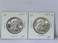 Silver Franklin 1957-1958 Liberty Half Dollars