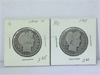 Silver Barber 1906-1911 Liberty Half Dollars