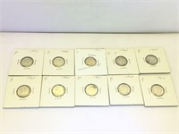 10 Silver Roosevelt Dimes with assorted dates