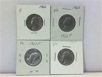 4 Silver Washington Quarters With assorted dates