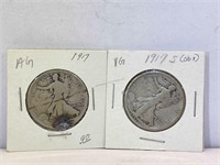 Walking Liberty 1917 Liberty silver Half Dollars