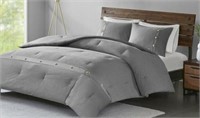 King Sz Gry Abner 3 Piece Comforter Set