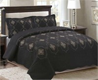 King Sz Blk Southborough 3 Piece Reversible Quilt