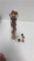 Nice dice collection in glass vase