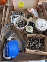 LOT OF MISC SCREWS, NAILS, ETC