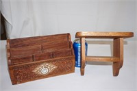 Hand Carved Desk Box & Shelf