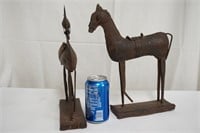 2 Rustic Horse Figurines