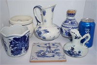 6 Pieces Blue Delft Pottery