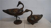 2 Decorative Metal Ducks-19"H, 14"H 16"L