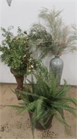 3 Artificial Plants w/Planters