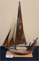 70'S HANDMADE 16" TALL WOOD SAILBOAT SINOP TURKEY