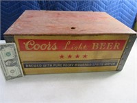 Early COORS Light Wooden Crate Box w/ Lid EXC