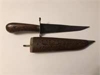 Antique Knife with Wooden Sheath