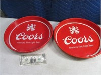 Lot(2) Metal Classic Red Coors Beer Trays as is