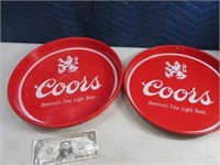 Lot(2) Metal Classic Red Coors Beer Trays As Is
