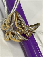 Gold Butterflies Ring 925 Crystal or diamond Chip?
