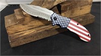 American Flag Thumb Assist Knife