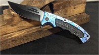 Blue Metallic Thumb Assist Knife