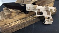 Tan Digital Camo Pistol Knife Thumb Assist