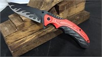 Red/Black Handle Flame Knife