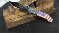 American Flag Push Button Open Knife