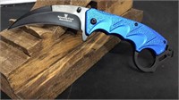 Metallic Blue Curved Knife