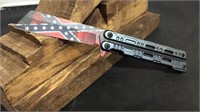 Charcoal grey handle Confederate Flag Knife