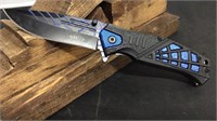 Black/blue spiderweb design knife
