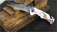 Bald Eagle/American Flag Spring Assist Knife