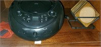 Radio cd player & coasters