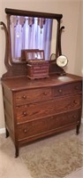 3pc vintage Dresser with mirror & chest of drawers