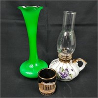 Decor Trio - Vase, Oil Lamp and Holder